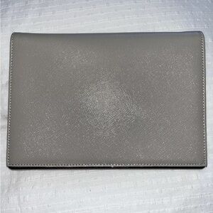 Halogen Women's Gray Opal Leather Crossbody Wallet Bag Silver Metal Chain Strap